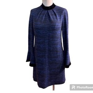 Donna Morgan, Size 4, blue and black sheath dress with bell sleeves